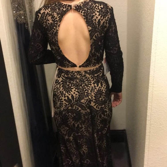 Black Lace Two Piece Dress - Picture 3 of 4